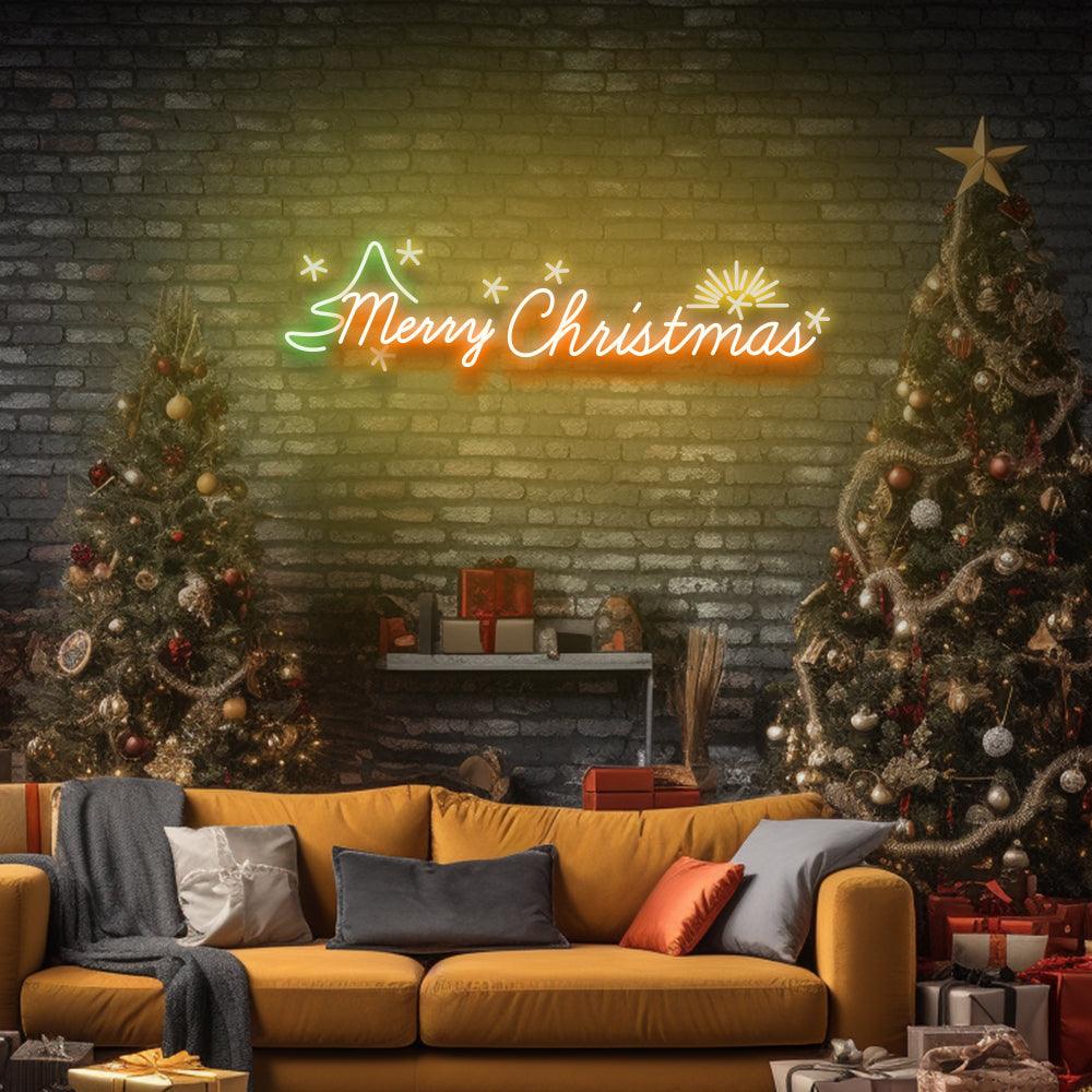 Merry Christmas Tree & Stars - LED Neon Sign - NeonNiche