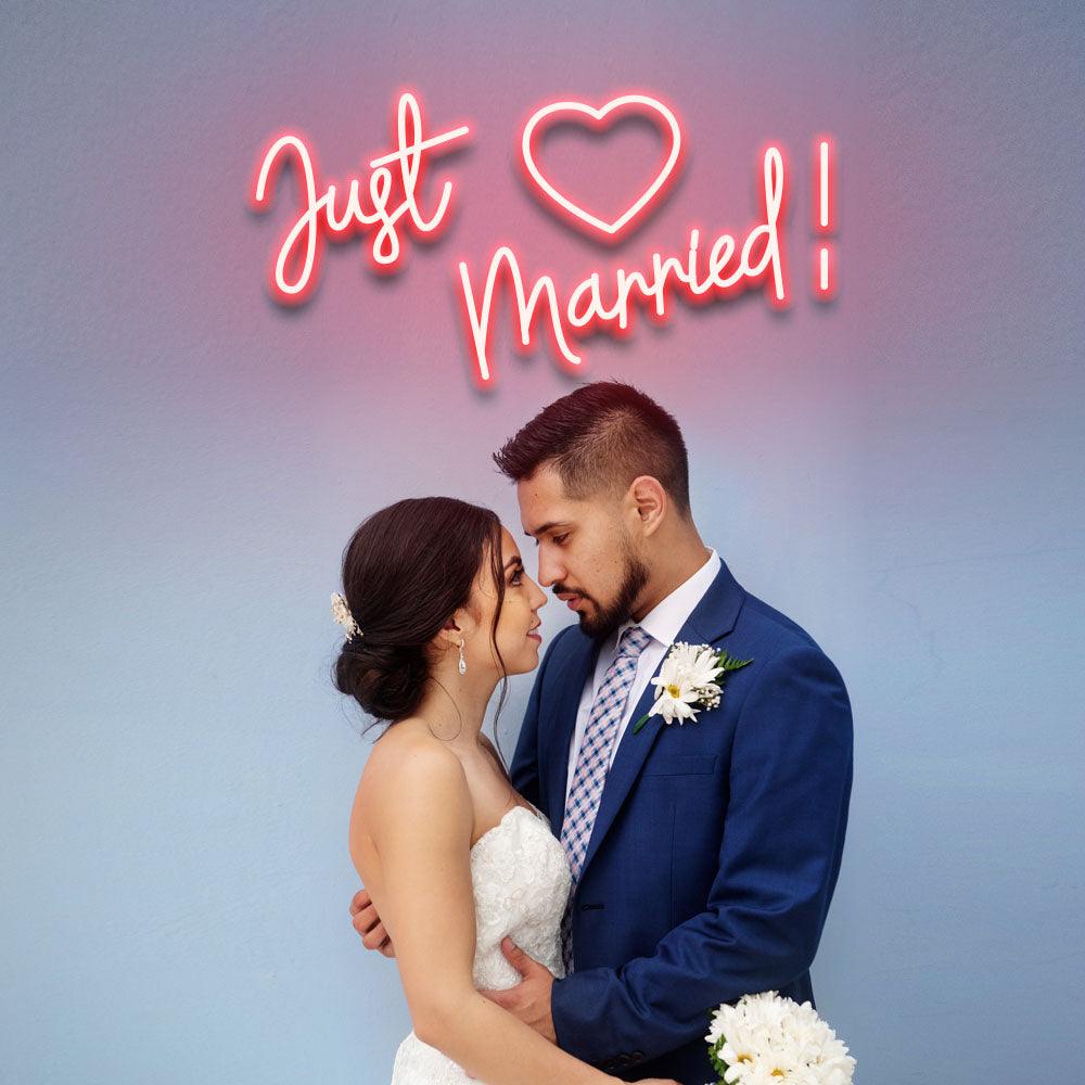 Just Married (Heart) - LED Neon Sign - NeonNiche