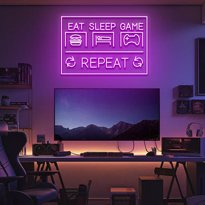 Eat Sleep Game Repeat LED Neon Sign - NeonNiche