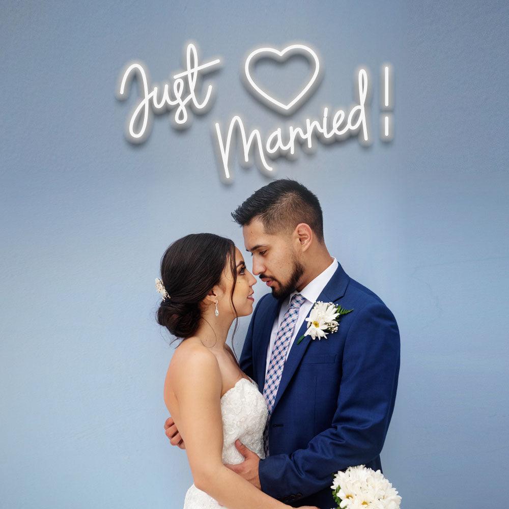 Just Married (Heart) - LED Neon Sign - NeonNiche