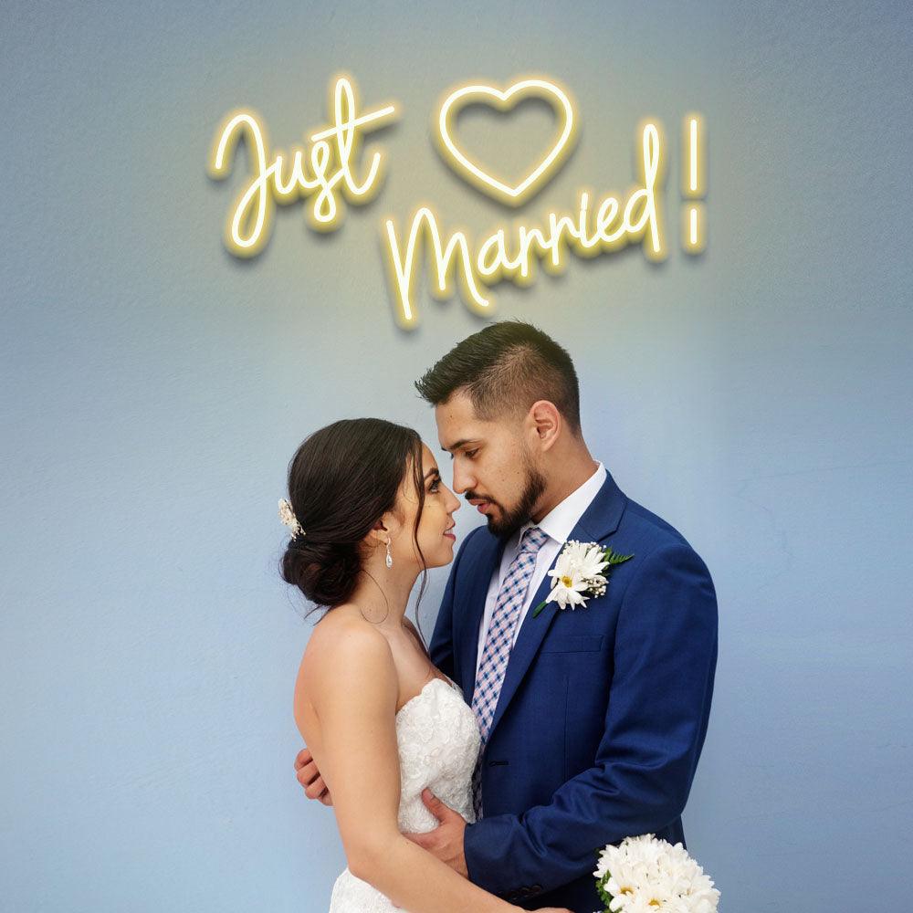 Just Married (Heart) - LED Neon Sign - NeonNiche